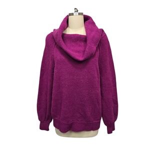 Free People Oversized Cowl Neck Sweater Women's Size Small  Magenta Textured